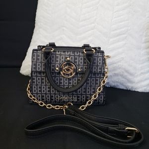 Bebe small crossbody logo chain strap purse